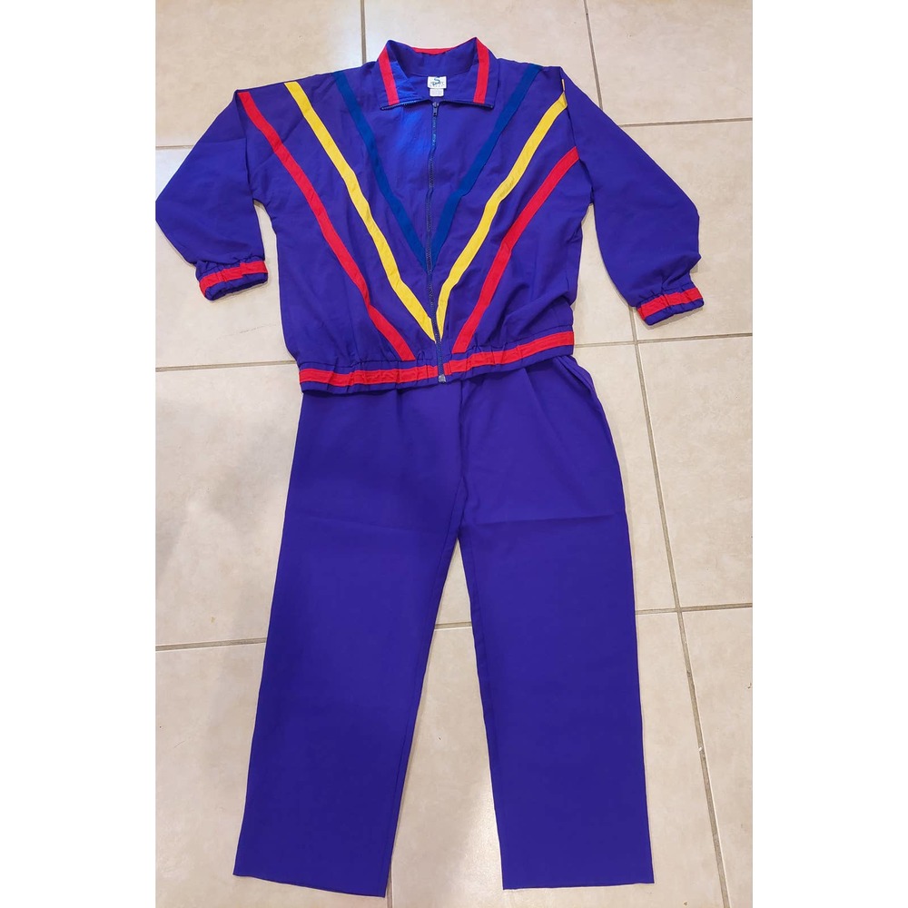 Purple Colorblock Women's Jumpsuit with Red & Yellow Accents